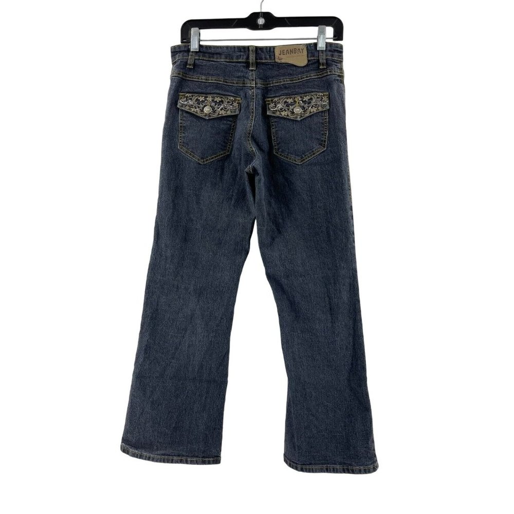 Jean Bay Women's Bootcut Denim Jeans Mid Rise Medium Wash Embroidered Size 6P - Picture 3 of 12